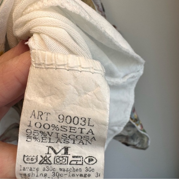 Tempo Paris Flower Print Silk Top Blouse Size M - Picture 6 of 12